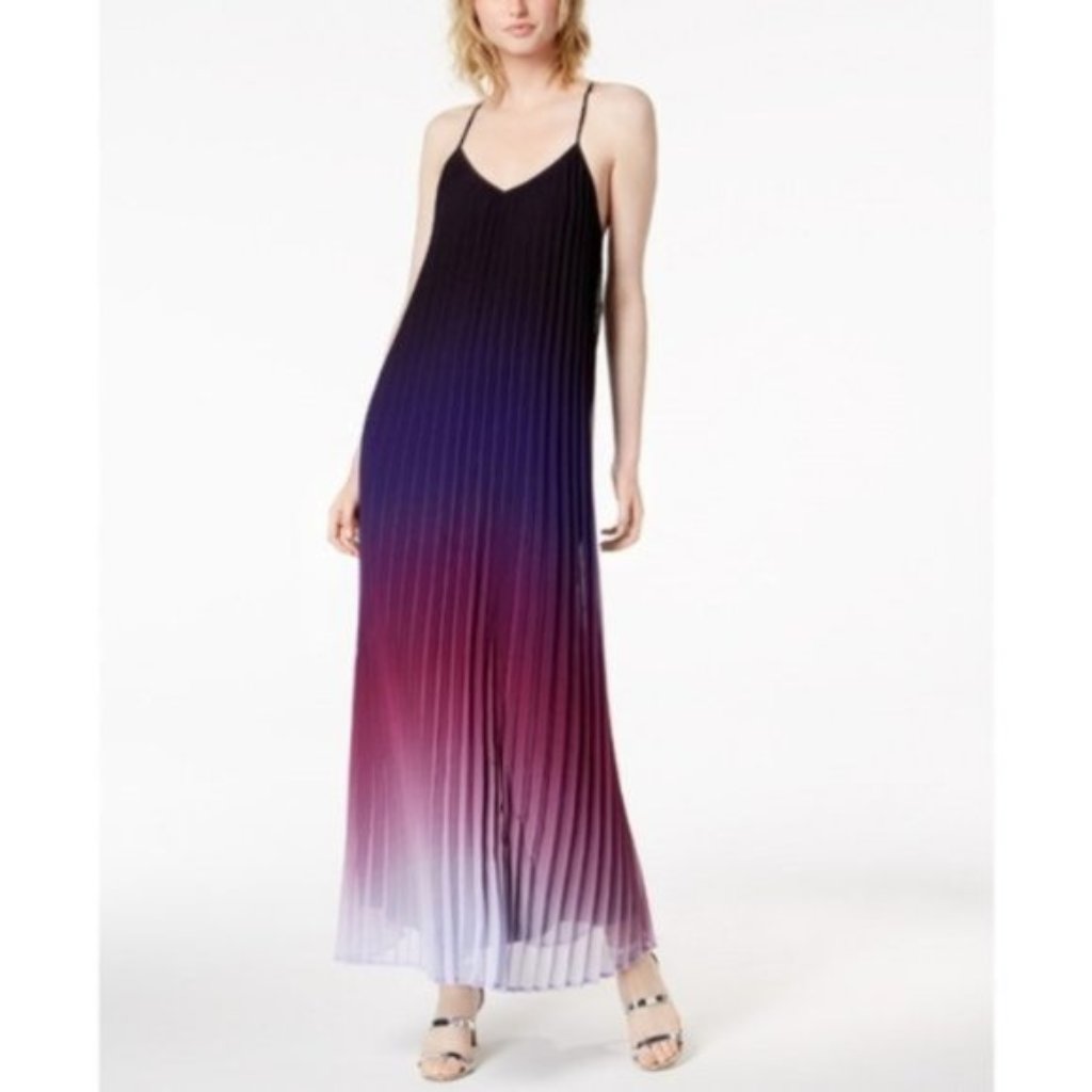 Bar Iii Pleated Maxi Dress, Med Purple, Size S